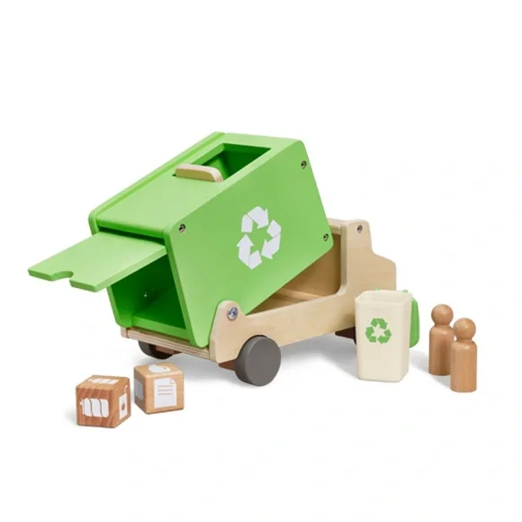KiwiCo Green Wooden Recycling Truck Toy - Picture 2 of 3